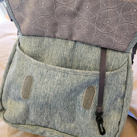 LL Bean Gray Expandable Crossbody Travel Bag TEAL - Picture 4 of 7